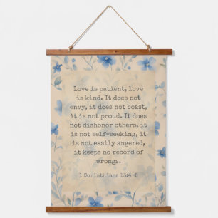 Tapiz Con Marco De Madera 1 Corintios 13:4–5 El Amor Es Paciente Floral