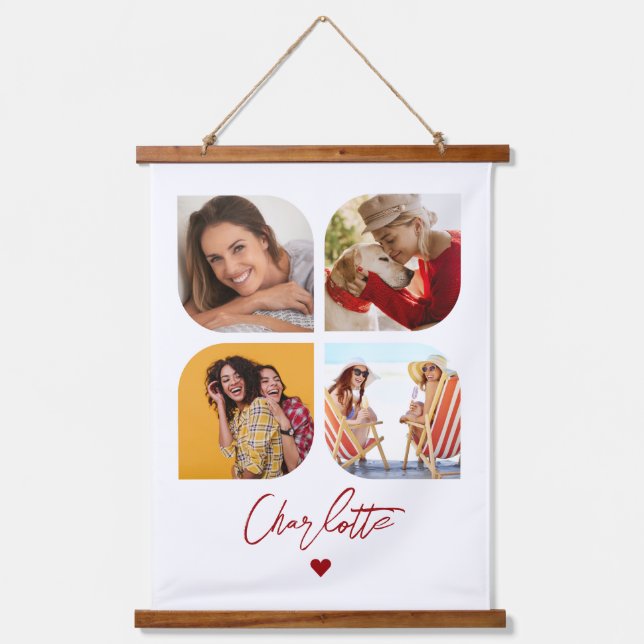 Tapiz Con Marco De Madera 4 Foto Moderna de moda Nombre simple personalizado (Anverso)