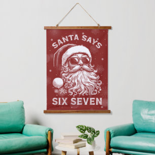 Tapiz Con Marco De Madera 67 Meme Divertido Santa Dice Seis Siete Navidad