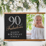 Tapiz Con Marco De Madera 90 y Fabulous Elegant Black 90th Birthday Photo<br><div class="desc">90 y Fabuloso Elegante Tapiz Colgante de Fotografías de Cumpleaños Black 90. 90 y un texto fabuloso en escritura a la moda con un nombre sobre fondo negro. Personalízalo con tu foto, tu nombre y edad, y haz tu propia fiesta de cumpleaños. Es un gran signo y telón de fondo...</div>
