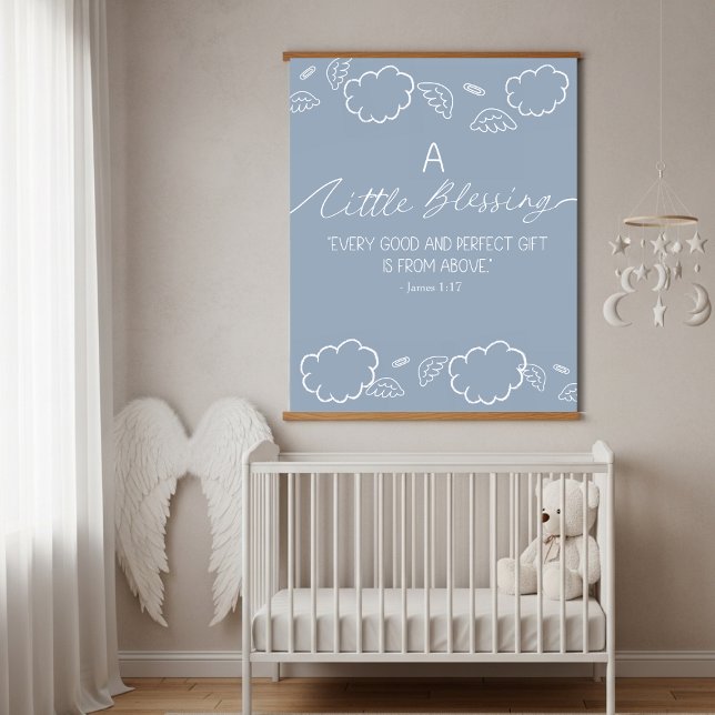 Tapiz Con Marco De Madera A Little Blessing Nursery  James 1:17 (A Little Blessing Nursery James 1:17 Hanging Tapestry)