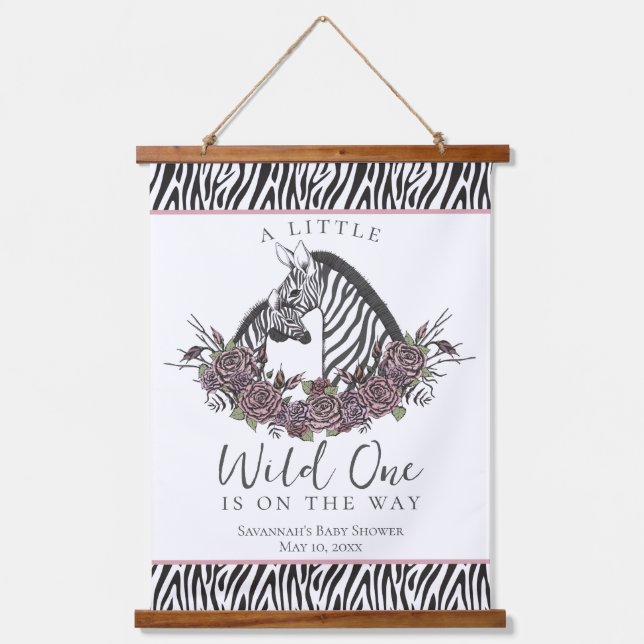 Tapiz Con Marco De Madera A Little Wild One Baby Zebra Print (Anverso)