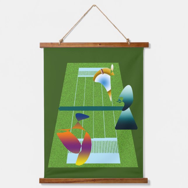 Tapiz Con Marco De Madera A Surreal Tennis Match (Anverso)