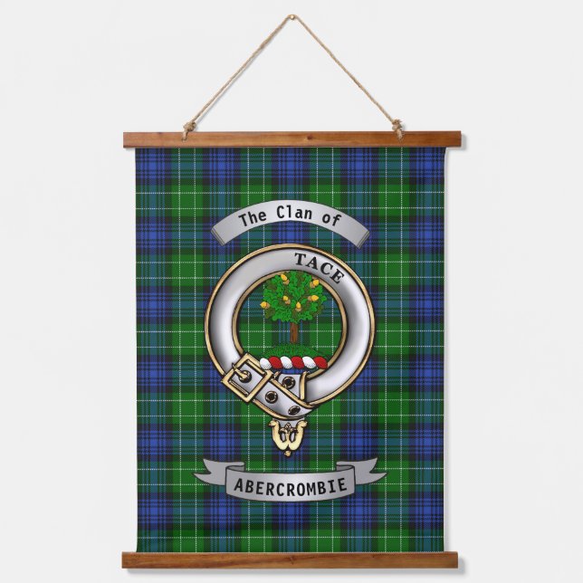 Tapiz Con Marco De Madera Abercrombie Clan Badge & Tartan Personalized (Anverso)