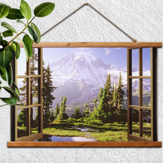 Tapiz Con Marco De Madera Abrir ventana en Mt. Rainier