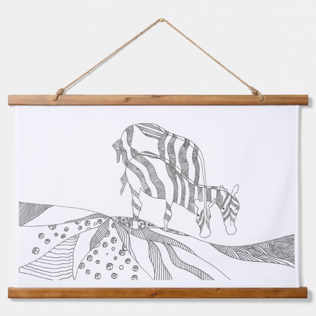 Tapiz Con Marco De Madera Abstract art simple sketch tapestry (Anverso )