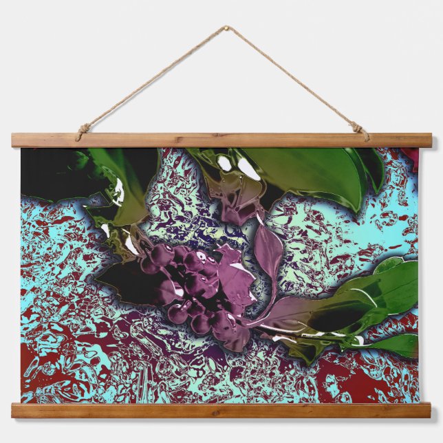 Tapiz Con Marco De Madera Abstract Background_Holly Branch (Anverso )