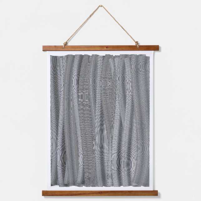 Tapiz Con Marco De Madera Abstract Greyscale Geometric Pattern Tapestry  (Anverso)