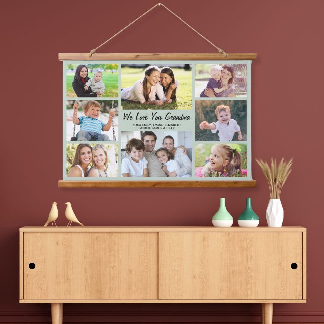 Tapiz Con Marco De Madera Abuela 8 Collage de fotos Sage Green (Subido por el creador)