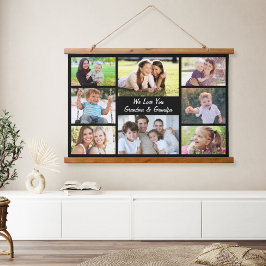Tapiz Con Marco De Madera Abuelos 8 Collages de fotos Negro