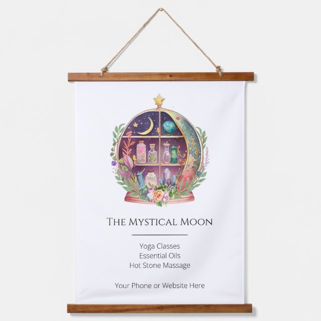 Tapiz Con Marco De Madera Aceites esenciales mágicos cristales de yoga apote (Anverso)