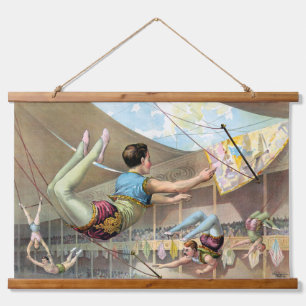 Tapiz Con Marco De Madera Acróbatas Masculinos Actuando En Un Circo