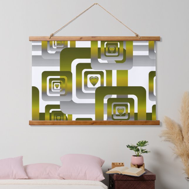 Tapiz Con Marco De Madera Activate My Heart Pattern Silver (Dormitorio)