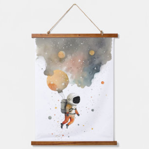 Tapiz Con Marco De Madera acuarela astronauta