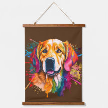 Acuarela de Golden Retriever Arcoíris