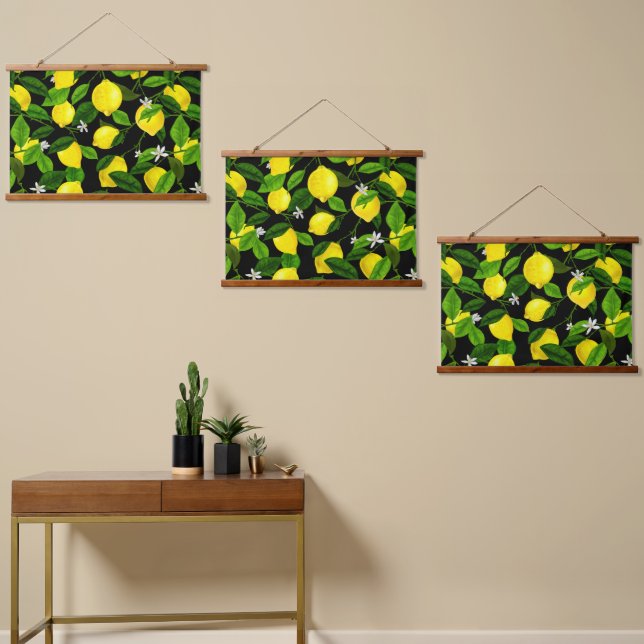 Tapiz Con Marco De Madera Acuarela Limón 2 (Asimétrico)