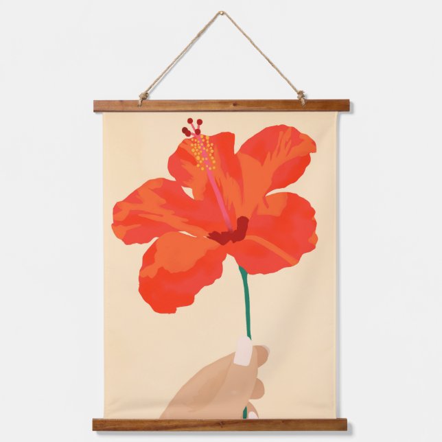 Tapiz Con Marco De Madera Afecto a Hibiscus (Anverso)