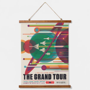 Tapiz Con Marco De Madera Afiche de viaje en el espacio retro - Grand Tour d