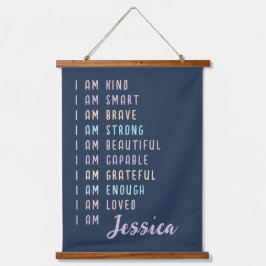 Tapiz Con Marco De Madera Afirmaciones Positivas Para Mujeres Azul Personali