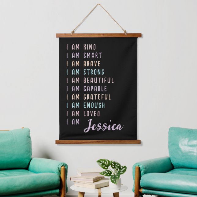 Tapiz Con Marco De Madera Afirmaciones Positivas Para Mujeres Personalizadas (Sala de estar)