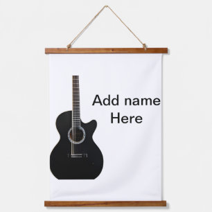 Tapiz Con Marco De Madera Agrega tu nombre texto guitarra acústica marrón ed