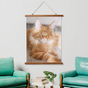 Tapiz Con Marco De Madera Agrega tu propia foto de gato familiar personaliza