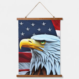 Tapiz Con Marco De Madera Águila Americana Patriótica