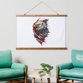 Tapiz Con Marco De Madera Águila Americana Patriótica Vintage 4 de Julio