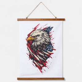 Tapiz Con Marco De Madera Águila Americana Patriótica Vintage 4 de Julio
