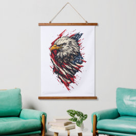 Tapiz Con Marco De Madera Águila Americana Patriótica Vintage 4 de Julio
