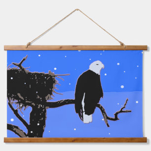 Tapiz Con Marco De Madera Águila calva en invierno - Arte de vida salvaje or