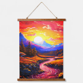 Tapiz Con Marco De Madera Ai Sunset