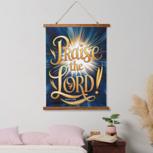 Tapiz Con Marco De Madera Alabar la pared cristiana del Señor Vintage