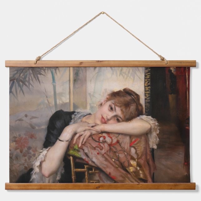 Tapiz Con Marco De Madera Albert Edelfelt - La Parisienne / Virginie (Anverso )