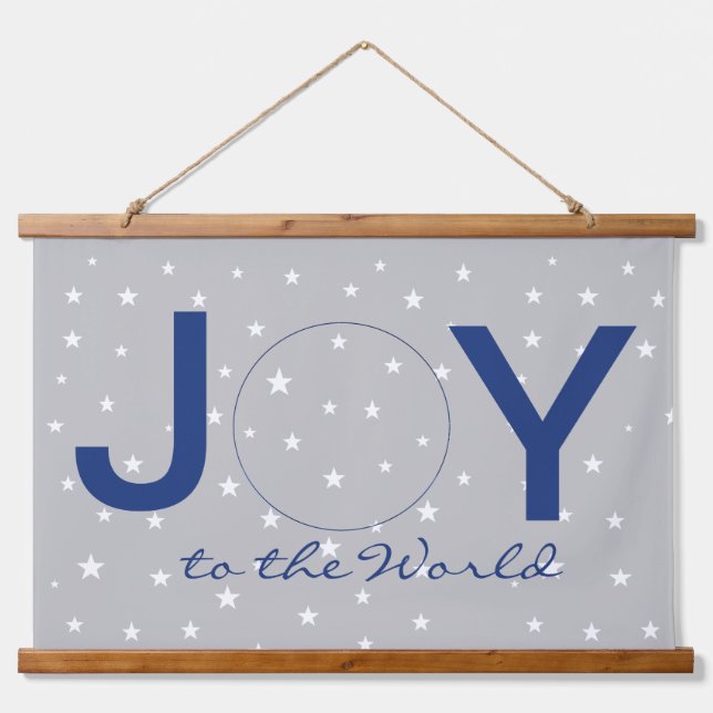 Tapiz Con Marco De Madera Alegría al mundo con natividad en azul (Anverso )