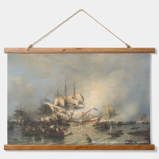 Tapiz Con Marco De Madera Alexey Bogolyuboff. La batalla naval de Grengam en