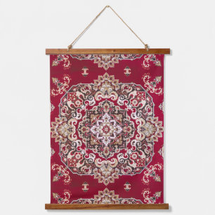 Tapiz Con Marco De Madera Alfombra turca vintage antigua de kilim rojo de vi