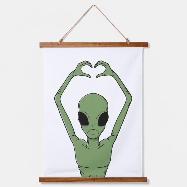 Tapiz Con Marco De Madera Alien Heart Pose (Anverso)