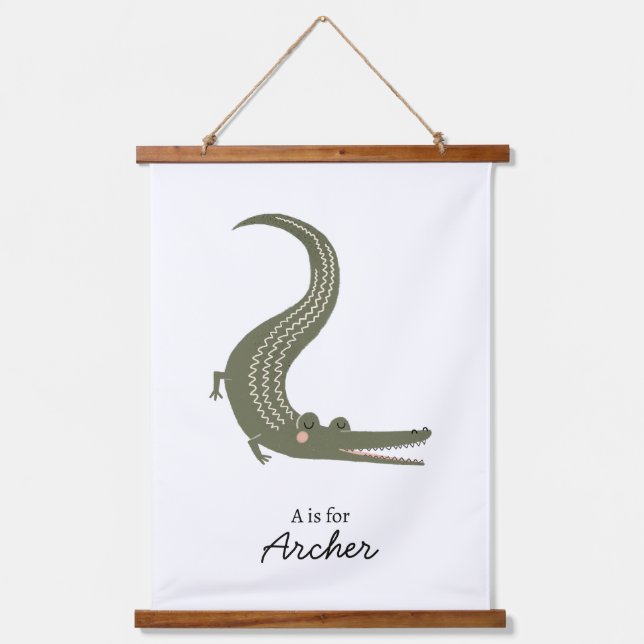Tapiz Con Marco De Madera Alligator Nursery Wall Art (Anverso)