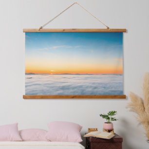Tapiz Con Marco De Madera Amanecer mágico sobre las nubes