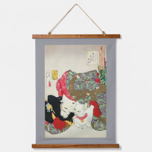 Tapiz Con Marco De Madera Amante de los gatos, Yoshitoshi, Ukiyo-e