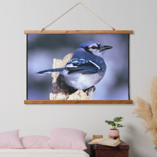Tapiz Con Marco De Madera Amantes del Jay Bird Azul