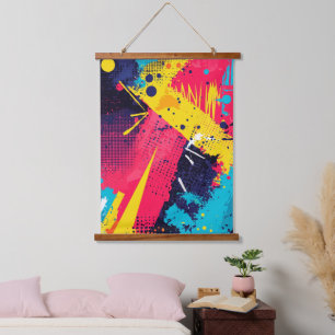 Tapiz Con Marco De Madera Amarillo Eléctrico Magenta Grunge Urbano Tramatone
