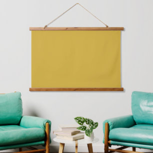 Tapiz Con Marco De Madera Amarillo mostaza sólido 36"x26" horizontal