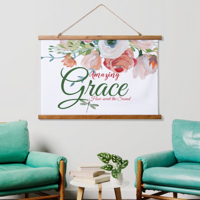 Tapiz Con Marco De Madera Amazing Grace floral  (Sala de estar)