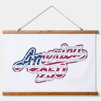 Tapiz Con Marco De Madera America 250 Flag Script Semiquincentennial Design