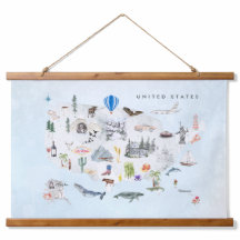 América | Mapa ilustrado de EE. UU. en acuarela