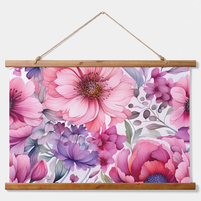 Tapiz Con Marco De Madera Amethyst Bloom Rhapsody Botánico (Anverso )