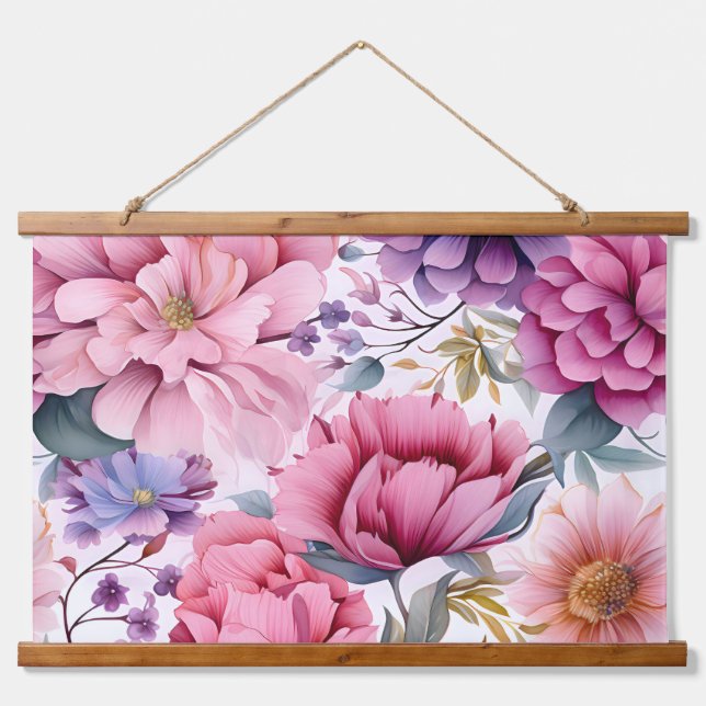 Tapiz Con Marco De Madera Amethyst Bloom Rhapsody Botánico (Anverso )