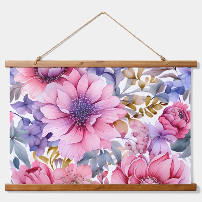 Tapiz Con Marco De Madera Amethyst Bloom Rhapsody Botánico (Anverso )